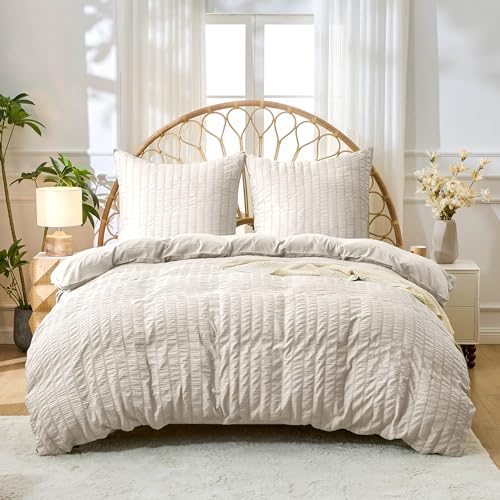 Simple&Opulence Seersucker Bettwäsche 155x220cm, Weiche Wende Bettwäsche...