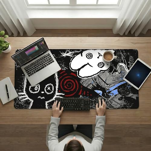 Image of MASIPICKS Doodle Extended XXXL Desk Mat 458 x 915 mm | Premium Midnight Doodle Chaos Mouse Pad with Stitched Edges | 3mm Thick Non-Slip Desk Pad for Gaming, Office & Workstation