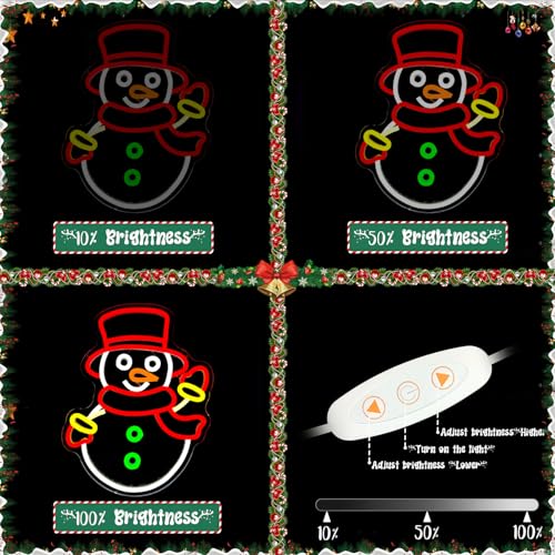 Image of Christmas Neon Signs for Wall Decor Snowman Neon Light Christmas LED Sign USB Dimmable Light Sign for Party Xmas Decor Presents