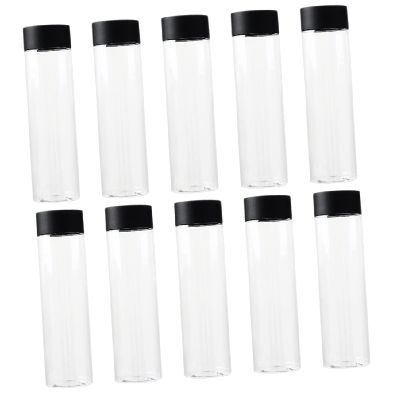 FUNOMOCYA 10 Pack 400ml Round Plastic Water Bottles Black Lids Elegant Design for Efficient Beverage Management