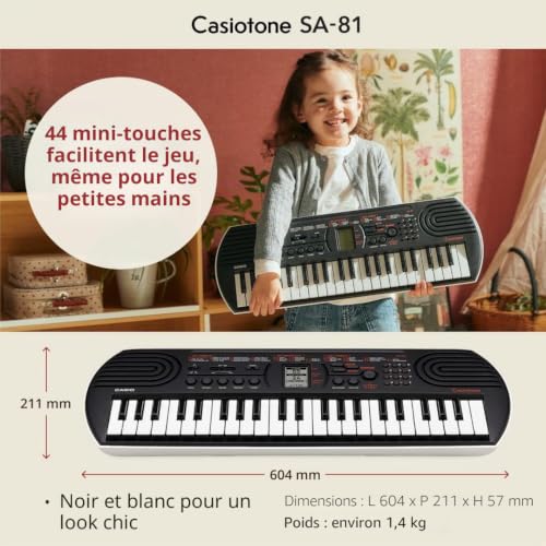 Casio SA-81 Mini-Keyboard mit 44 Mini-Tasten, Noir – vue 5