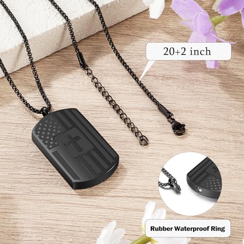Flag Tag Urn Necklace for Ashes Cross Tag Cremation Jewelry for Ashes Stainless Steel Ashes Necklace for Women Men2