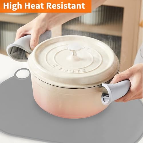 Haobaobei Silicone Placemat For Kids Toddlers Baby, Non-Slip Kids Placemats For Dining Table, Wipeable Stain Resistant Baby Food Eating Mat Come With String For Storage, Dishwasher Safe (Gray) #TOP2