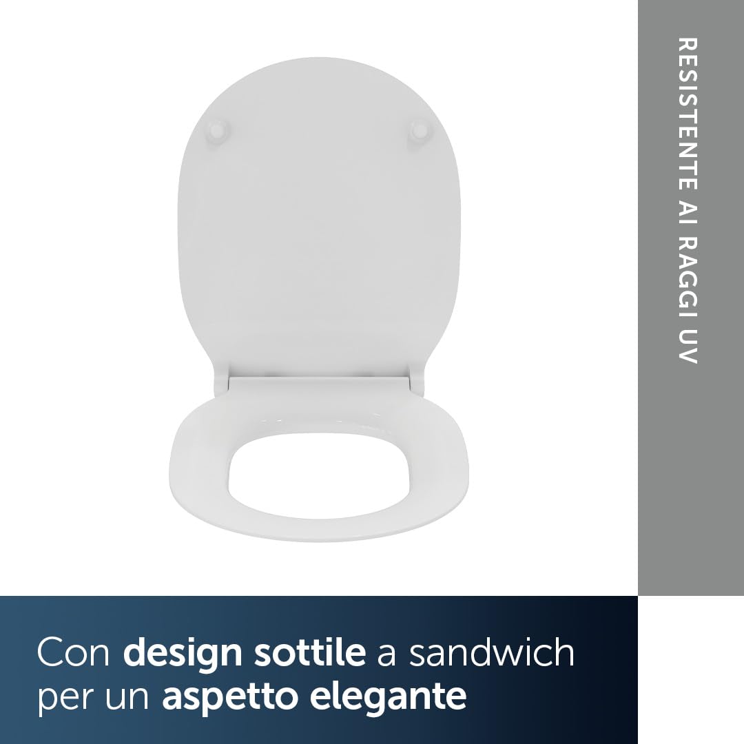 Ideal Standard Connect Air sedile per WC, sottile – Bianco (Alpin) | Sedile per WC con robuste cerniere in acciaio inossidabile, E036501