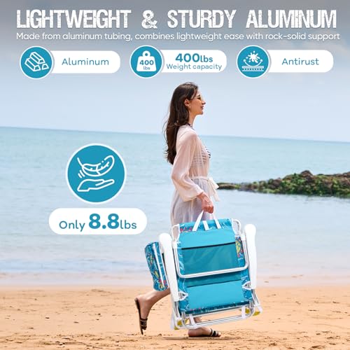 Old Bahama Bay Silla de Playa Plegable Ligera de Aluminio con 5 Posiciones de Reclinación, Soporte para Adultos, Capacidad de 400 LBS, con Bolsa Térmica miniatura 5