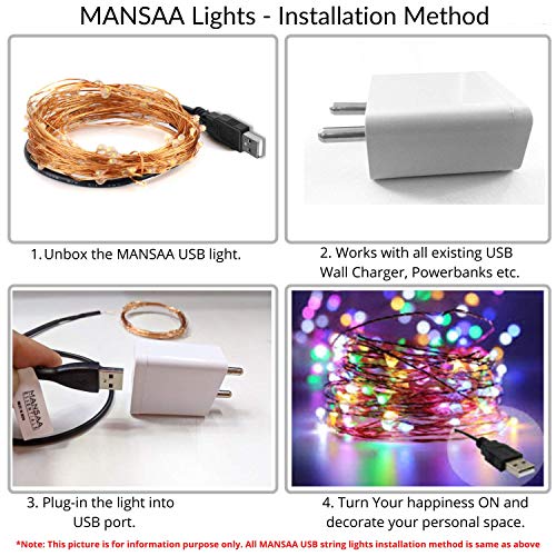 Image of MANSAA M15 USB LED String Light | 5 Meter 50 LEDs | Multicolor | USB Operated | Home Decor LED Light