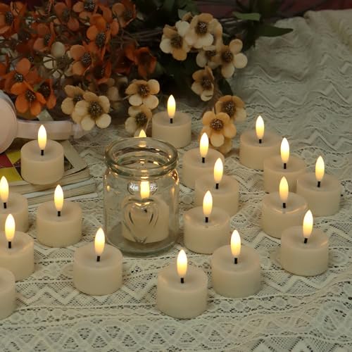 Image of Flameless LED Tealight Candles, Battery Operated Fake LED Lights Electric Flickering Tea Lights for Wedding Party Halloween Christmas Party Theme Party, Holiday Decor Home Decorations, Set of 50