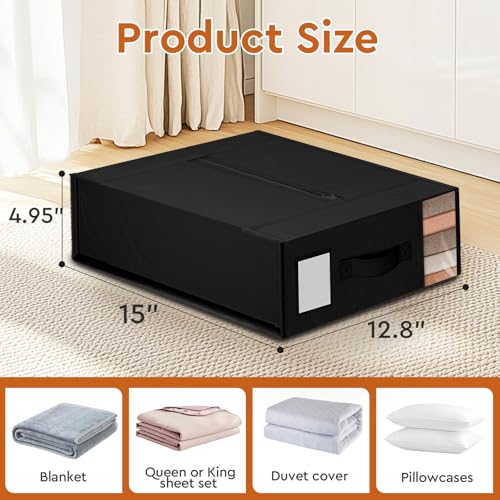 Image of StorageTastic 6 Pack Bed Sheet Closet Organizers and Storage,Sturdy Foldable Storage Containers with Window and Label,Storage and Organization for Bedding Sheets,Duvet Covers,Blankets (Black)