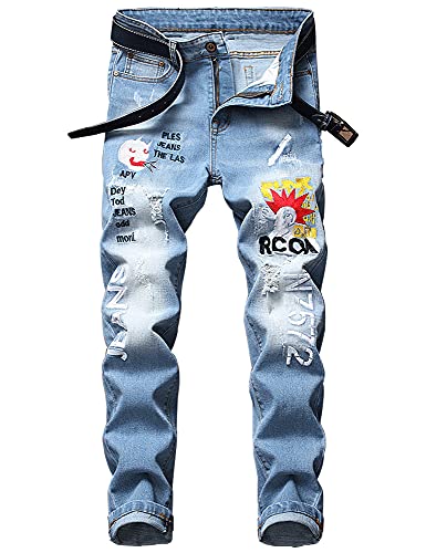 Ylingjun Ripped Jeans for Mens Slim Fit Stretch Skinny Jeans