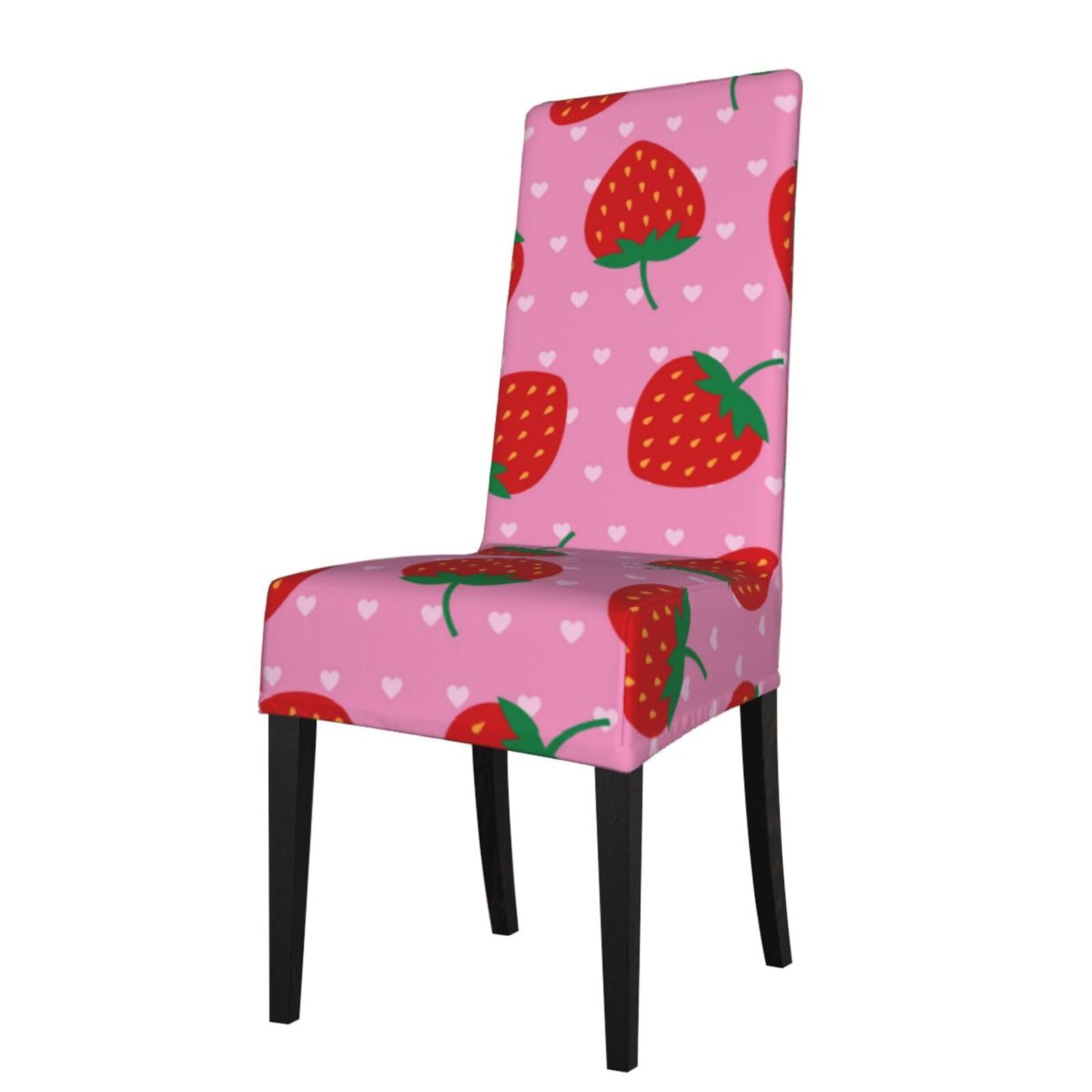 LKYMOH Strawberries Heart, Chair Covers Stretch Chair Slipcovers for Dining Room, for Party Pet Protection Universal Fit Soft Polyester