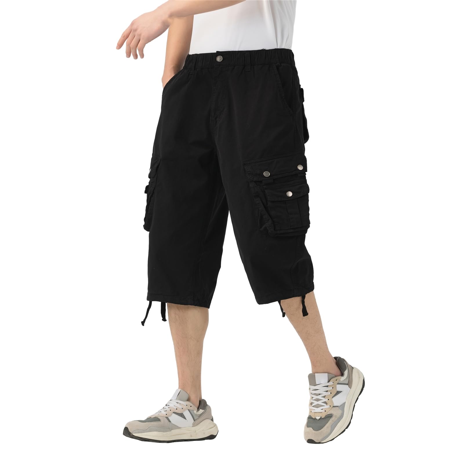 DGWZ Mens Cargo Capri Shorts Stretch Twill Cotton Below Knee 3/4 Relaxed  Fit Hiking Long Cargo Shorts for Men, Black, 30 : Amazon.sg: Fashion