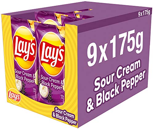 Lay's Sour Cream & Black Pepper - Knusprig gewürzte Kartoffelchips für eine gelungene Party - 9 x 175g - Image 4