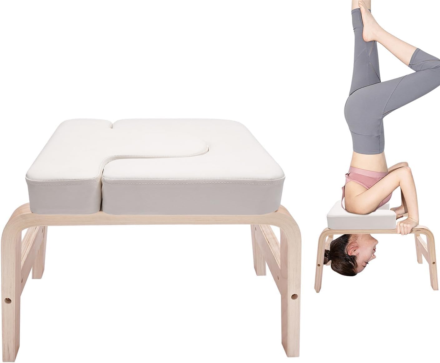 Sgabello per yoga in verticale & Panca per inversione Classic White | Simply and Safely Reverse Your Yoga | Attrezzo fitness per rilassamento e allenamento della schiena | Antiscivolo