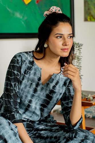 Image of MIRCHI FASHION Pure Cotton Cord Set | Shibori Printed Short Kurti with Palazzo Pant | Ethnic Co-ord Set for Women | Summer Office Wear