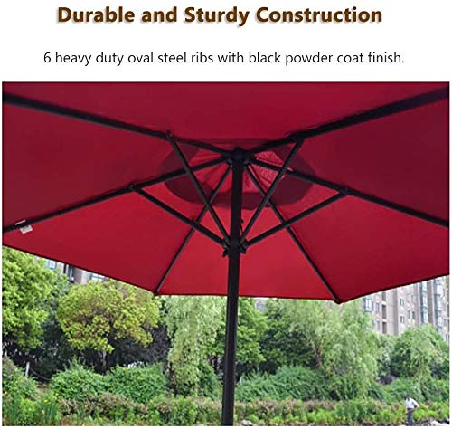 屋外ガーデン用パラソル、2m小型防水色あせ防止テーブル傘、6本のスチールリブ/クランク付き、丸型日よけガーデンパラソル,ベージュ 4枚目