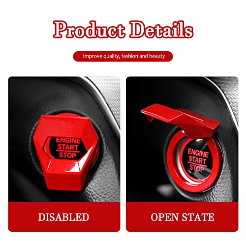 Image of Universal Engine Start Stop Button Cover, Zinc Alloy Power Control Trim | Anti-Scratch Decoration Ring, Push Start Ignition Protective Cover for Most Vehicles