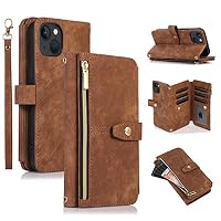 UEEBAI Custodia Portafoglio per iPhone 15 6.1 inch, Vintage PU