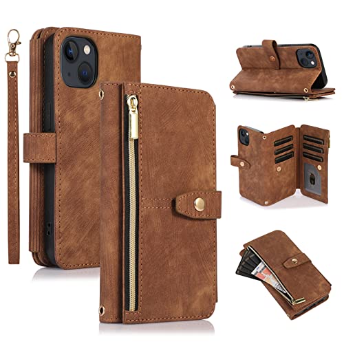 UEEBAI Hülle für iPhone 13 6.1 inch, 9 Kartenfäche Retro Leder...