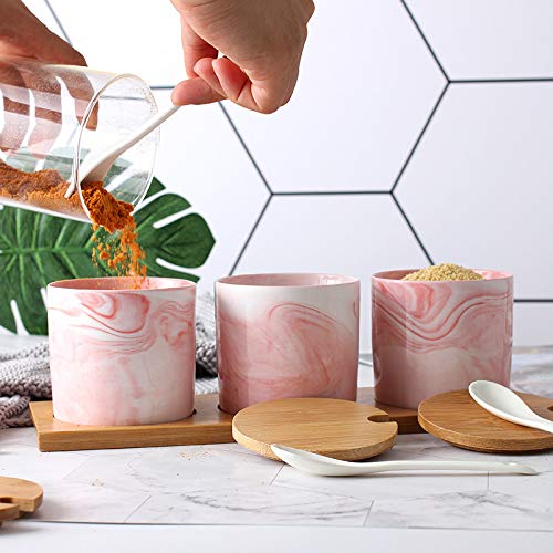 Verre d'épices en céramique, Coffret à épices marbré, boîte d'épices de Restaurant, Accessoires de Cuisine, Bouteille d'épices avec Sol, cuillère.