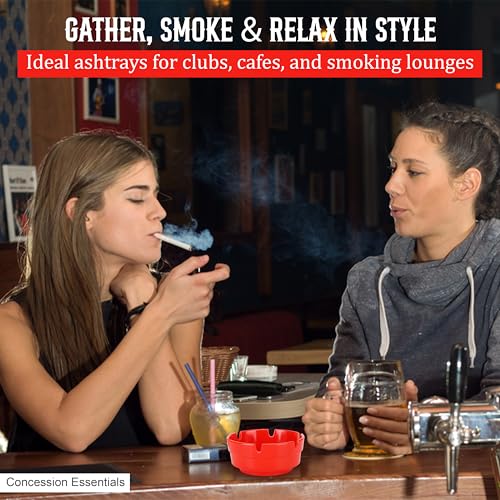 Concession Essentials- 4.25\" x 1.75 Red Plastic Ashtrays -6ct