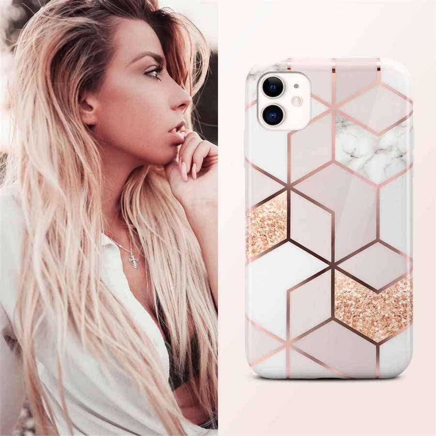 Coque Apple iPhone 12 effet marbre finition pailletée premium ONEFLOW Sense - 5