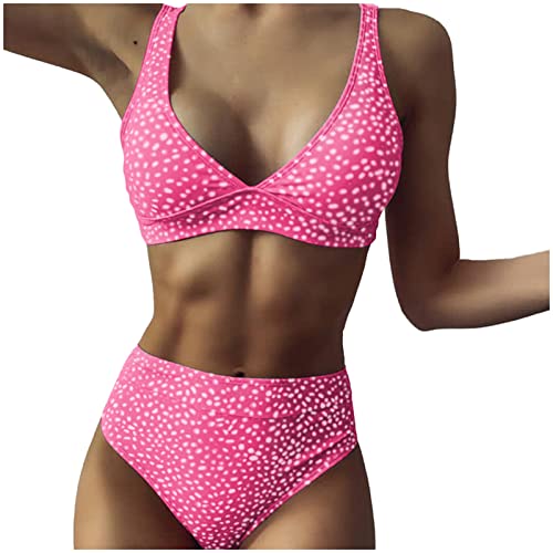 Bikini Mujer Relleno Bikinis Estampados para Mujer Traje de baño Sexy Push Up Bikini Set Dos Piezas Traje de baño de Playa Traje de baño Tops Bikini (Hot Pink, M)