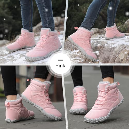 Image of Womens Mens Barefoot Boots Shoes Minimalist Winter Snow Boots Warm Ankle Booties Zero Drop Sole Wide Toe Box Slip on Sneakers