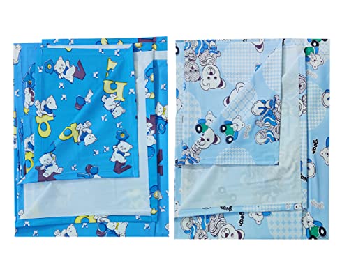 Image of Pookie Plastic Sheet,PVC Sheet for Kids,Rubber Sheet for Babies,Bed Wetting Protector(90 x 135 cm) (Alphabet Blue & Bear Blue)