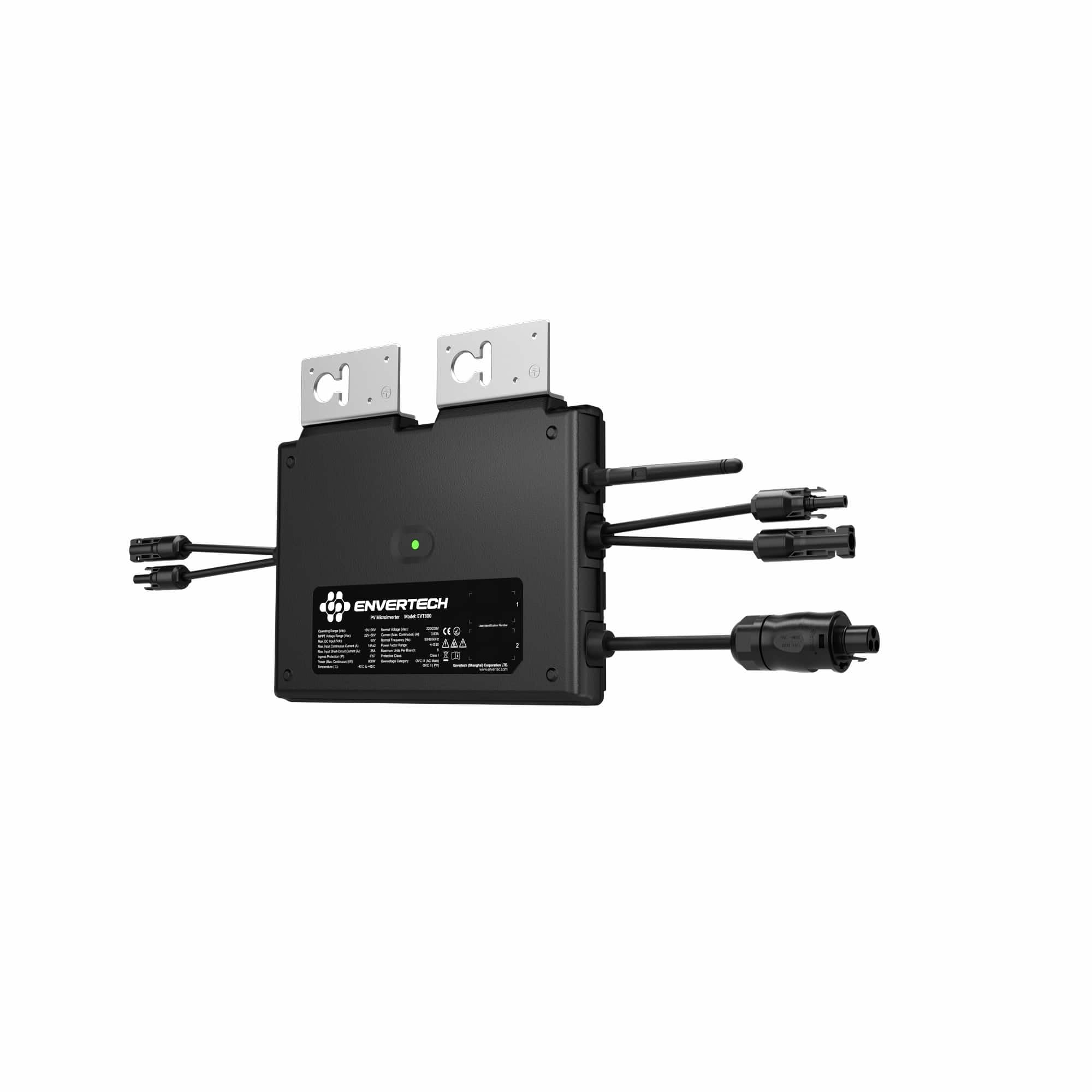 Envertech Inverter EVT800 - Set completo per impianto elettrico da balcone 600 W/800 W con WiFi integrato, con cavo di collegamento AC da 5 m e cavo di collegamento per pannello DC da 1 m