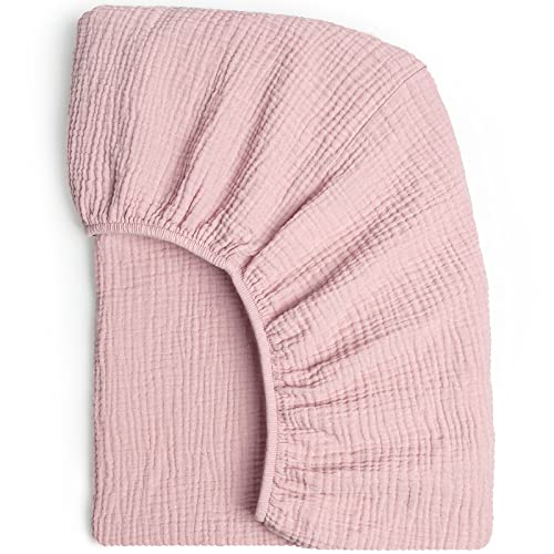 Image of Lulu Moon Muslin Crib Sheet Fitted Crib Mattress Sheet for Boys and Girls, 28"x 52" Carnation