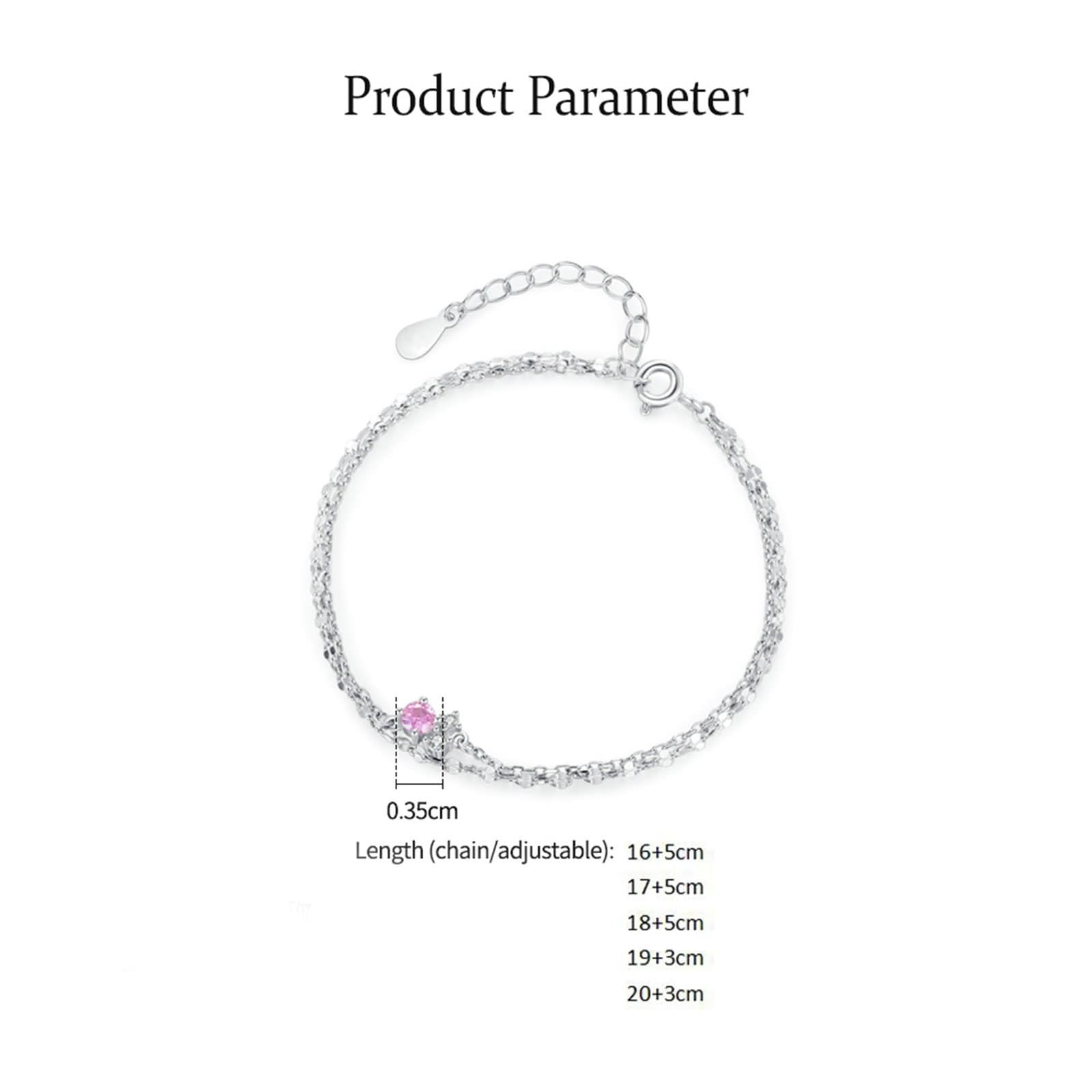 Pulsera vintage, pulsera de promesa de cadena de doble capa con zafiro rosa creado y moissanita