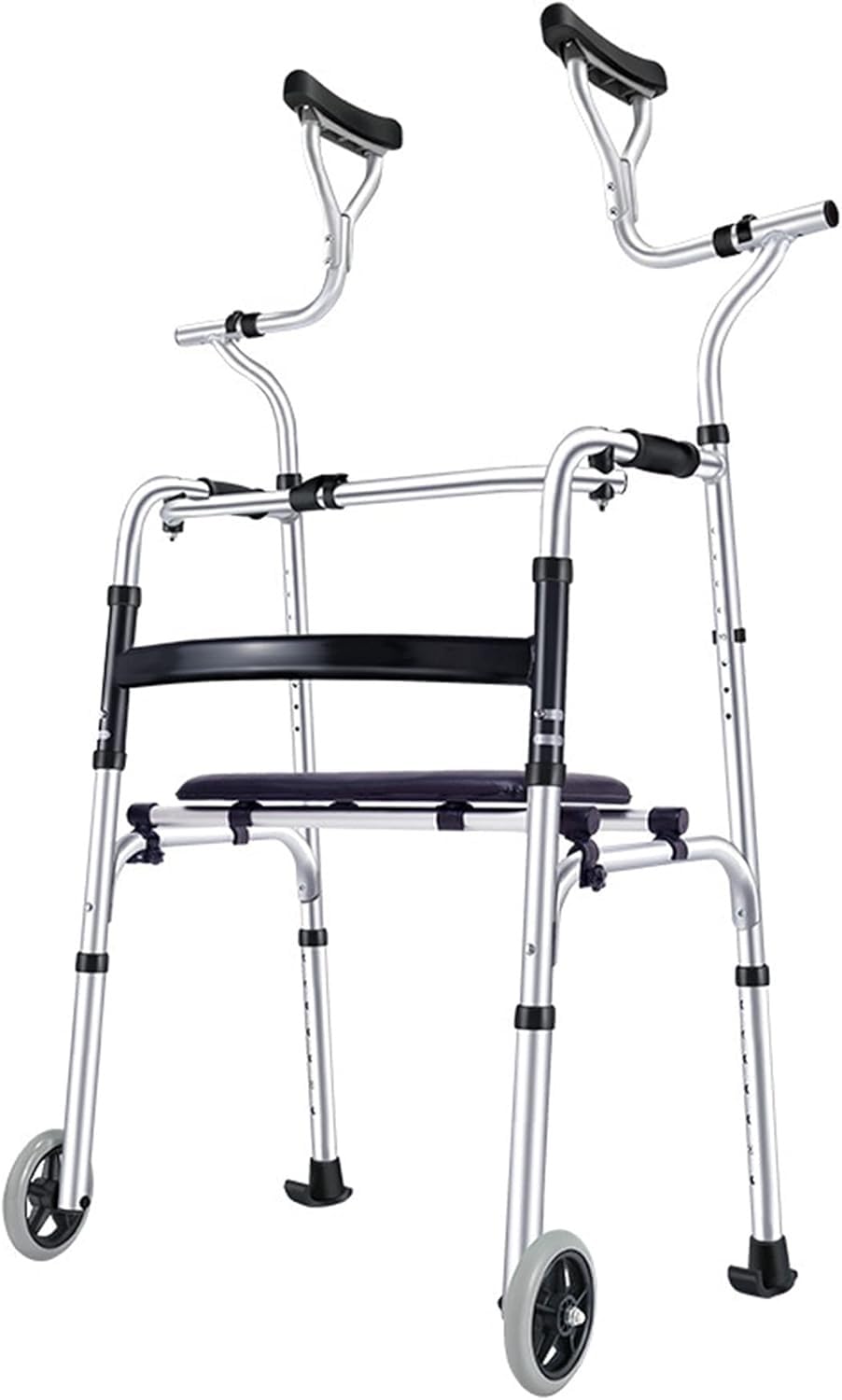 Andadores con apoyabrazos for personas mayores, de pie, con ruedas y altura ajustable, andadores de pie con asiento desmontable, andador con ruedas for adultos con discapacidad bariátrica(2 wheels)