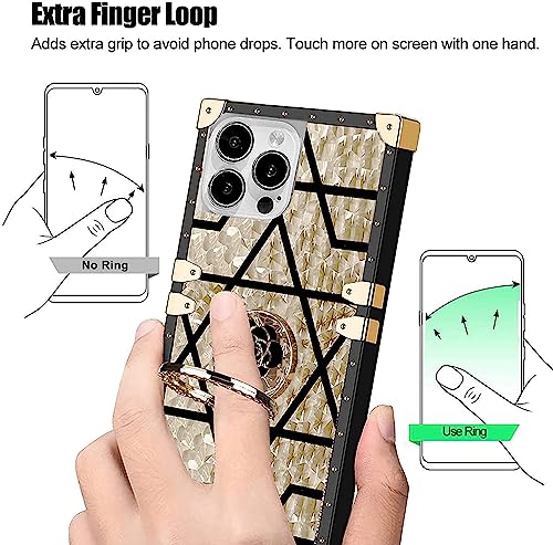 Coque iPhone 14 Pro Max antichoc carrée métal support béquille