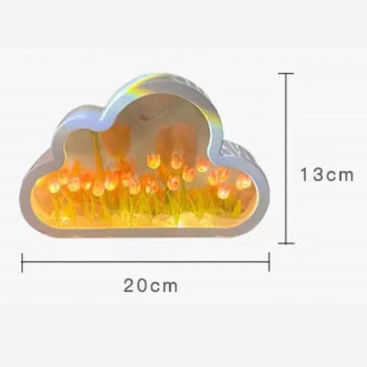 Tulp Nachtlampje Met Spiegelwolk, Doe-het-zelf, Decoratieve Nachtlamp Met Imitatiebloem Tafellamp Voor De Woonkamer Cadeau Voor Meisjes Sfeerdecoratie V P18554306