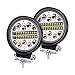 YnGia 102W LED travail lumière Offroad conduite antibrouillards, 2PCS rondes LED Pods Spot Flood Combo Lights 12V 24V feux auxiliaires pour camion tracteur voiture 4x4 ATV UTV SUV bateau