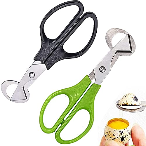 2 Piezas Tijeras Huevos Codorniz, Tijeras Para Huevos Pequeños, Tijeras Para Huevos Codorniz Acero Inoxidable Para Hogar, Cocina, Restaurante, Utensilios Cocina (Verde, Negro) Cover