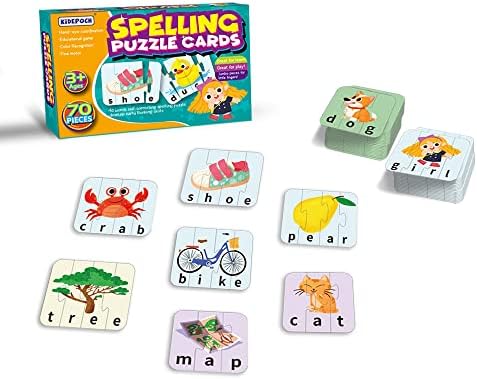 Paper Master Words Spelling Matching Puzzles with Matching Images, Self-Correcting Spelling Jigsaw Puzzles Matching Games for Toddlers, Perfect for Preschool Learning 5