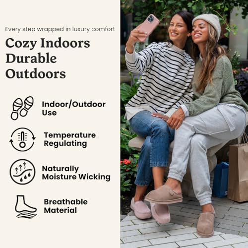 Image of Fireside by Dearfoams Women's Greta Genuine Shearling Clog Slippers, 100% Natural Suede Clogs for Outdoor & Indoor