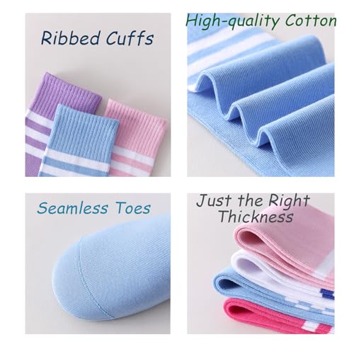 Kids Soccer Socks-Toddler Striped Knee High Socks for Girls Boys,Cotton Athletic Baseball Softball Tube Sock3