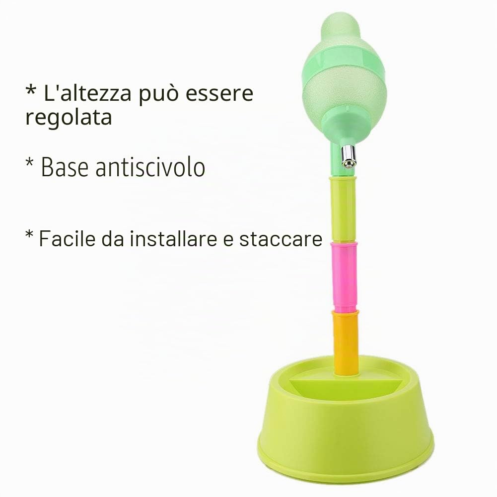 Dispenser di Acqua per Cani in plastica Portatile a Tenuta stagna, Ciotola per Acqua per Animali Domestici Regolabile in Altezza Gatti per Animali Domestici (Green Base)