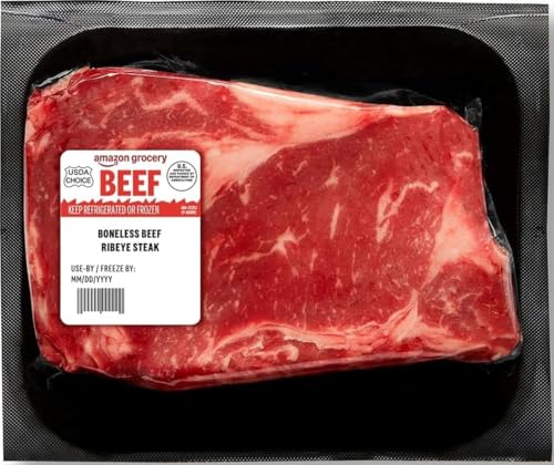 Amazon Grocery, Beef Ribeye Steak, Boneless, USDA Choice, Weight Varies