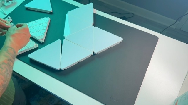 Triangle-Lights-LED-Light-Panels-Smart-LED-Wall-Lights-RGB-Gaming-Lights-with-Remote-Gaming-Room-Decor-Work-with-Alexa-Google-AssistantAPP-Voice-Control-Music-Sync-for-BedroomStreaming9-Pack