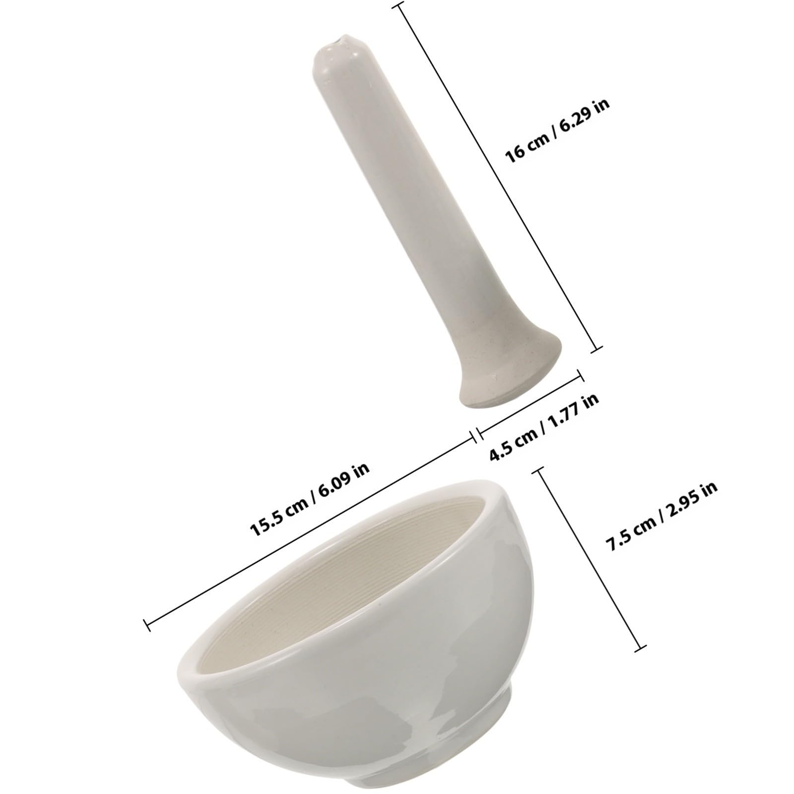 BESTYASH Mortero de Cerámica Blanco, Tazón para Moler Especias y Medicinas, Superficie Lisa, Diseño Ergonómico del Mazo, para Cocina y Uso Doméstico