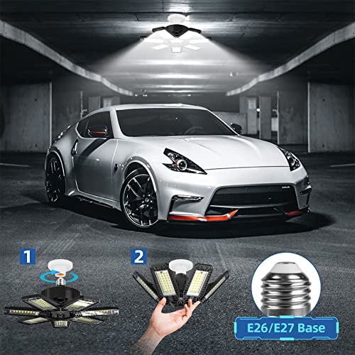 Yibeyyds Led Garage Lights 200W 20000Ml 2 Pack, 6500K Garage Lights Garage Lights Ceiling Led With 7+1 Deformable Panels, Led Garage Ceiling Lights For Garage, Workshop, Basement Support E26/E27 #TOP4