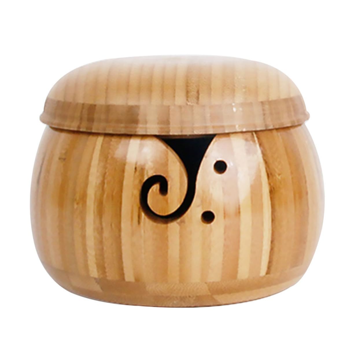 Bol de rangement pour laine avec couvercle Beaupretty en finition marron