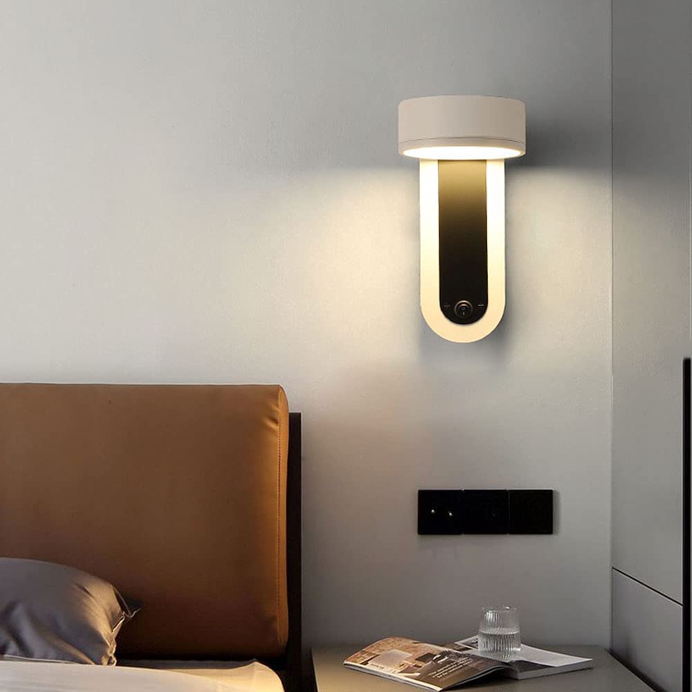 Wandleuchte, Led Schwarze Wandleuchte Verstellbare Nachts Leselampe, Modern Indoor Hootwired Wahn Schneller Beleuchtungt Schalter, Usb-Ladeöffnung, Kopfteillampen Für Schlafzimmer/3 Color Mode