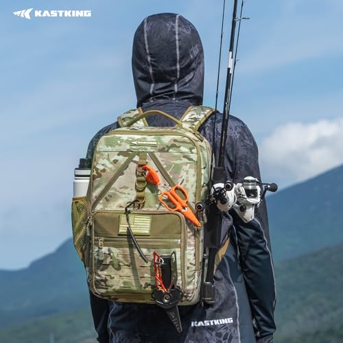 Image of KastKing KastMate Fishing Backpack With 2 Rod Holders, Khaki Camo