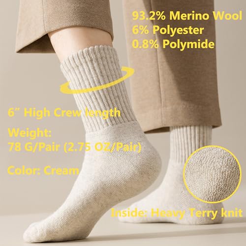 Image of MAGIARTE Women and Mens Merino Wool Socks Christmas Gift Pack Winter Heavy Thick Cushioned Warm Cozy Crew Socks 2 Pack