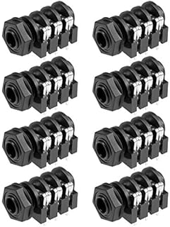 sourcing map PCB Mount 6.35mm 6 Pin Socket Headphone Stereo Jack Video Connector Black 8Pcs