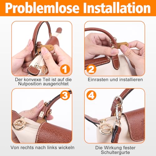 GADITIEK Schultergurt für Long Champ Tasche Damen, Geldbörsen-Organizer, No-Punch, längenverstellbarer Ersatzriemen aus Leder, mit Mehreren Taschen, Handtaschen, passend für Mini-Größe (1.2CM)